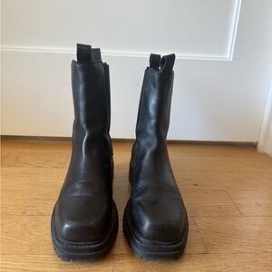 Black Leather Zara Boots